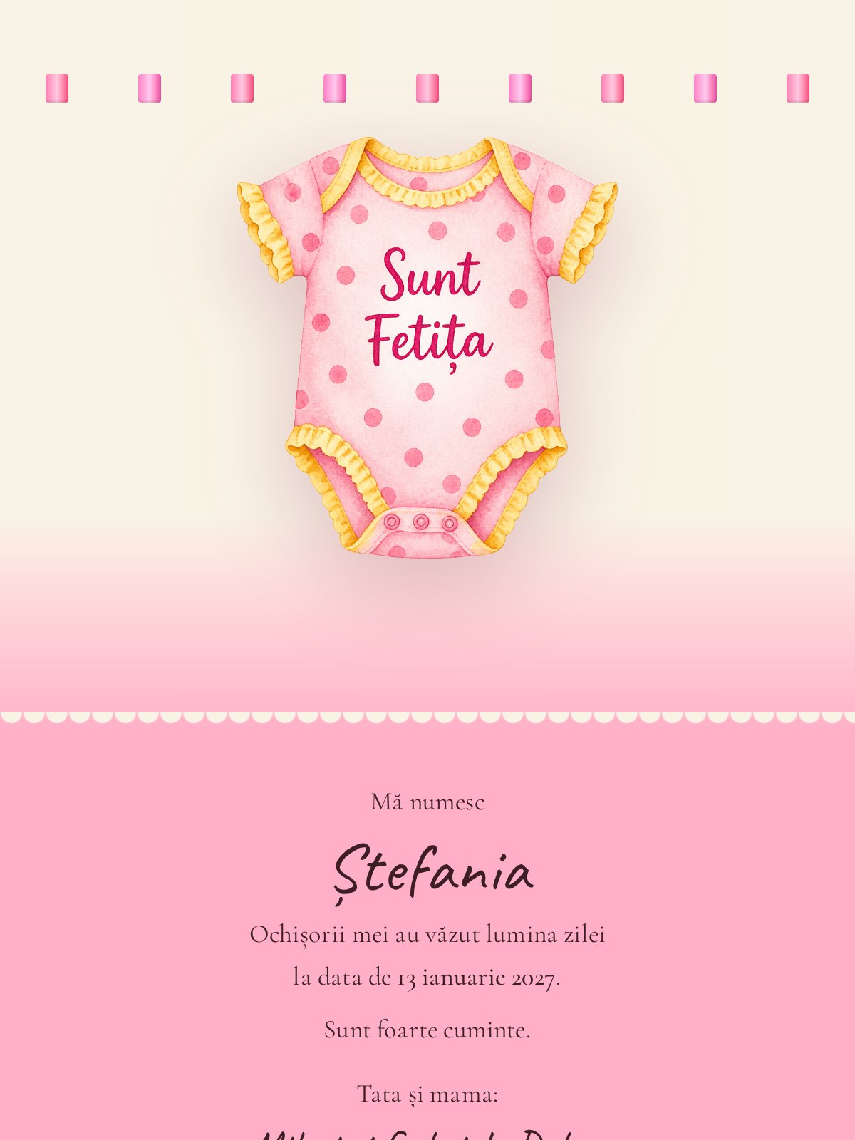 Invitație digitală botez — model Bodyca