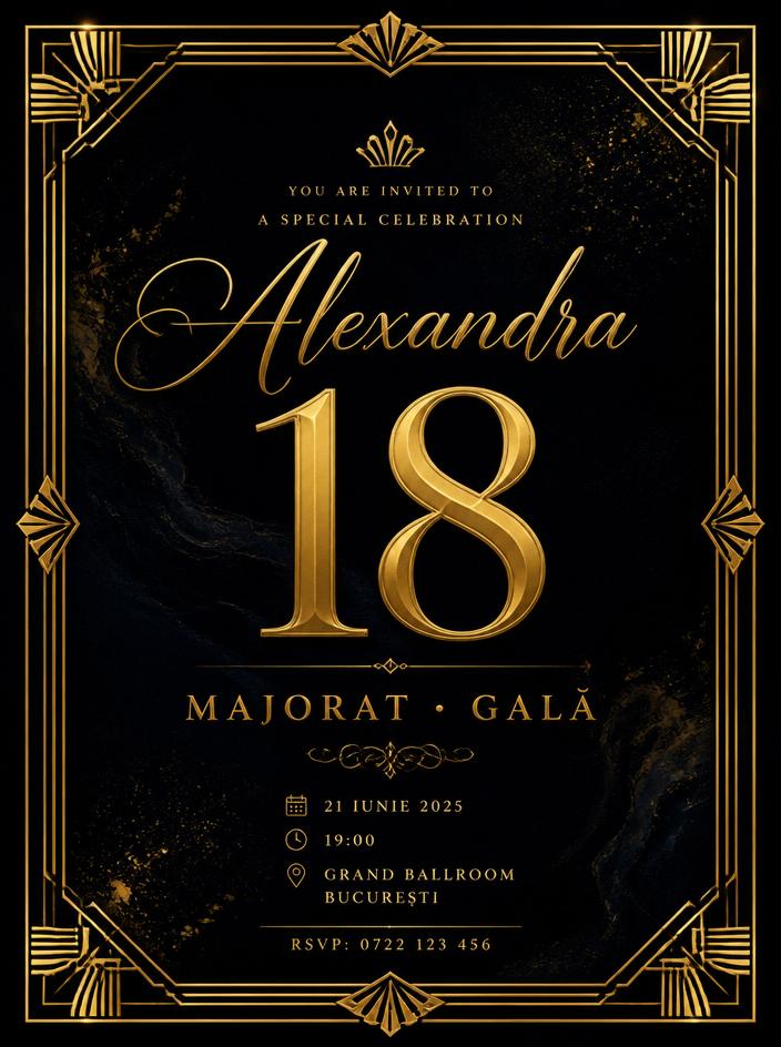 Invitație digitală botez — model Majorat